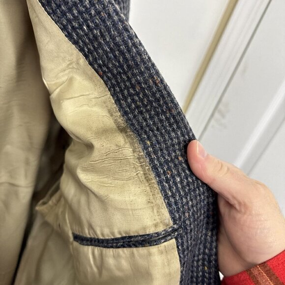 Vintage Dallas Men 46 Gray Tweed Western Blazer Sports Coat Damage - Picture 9 of 13